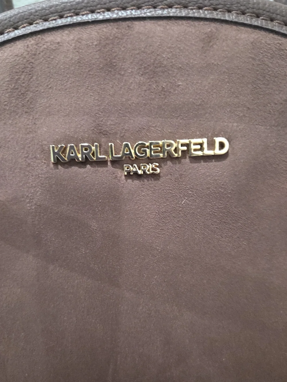 Karl Lagerfeld Chocolate Brown Dome Satchel with Gold Charms Karl & Paris NWT